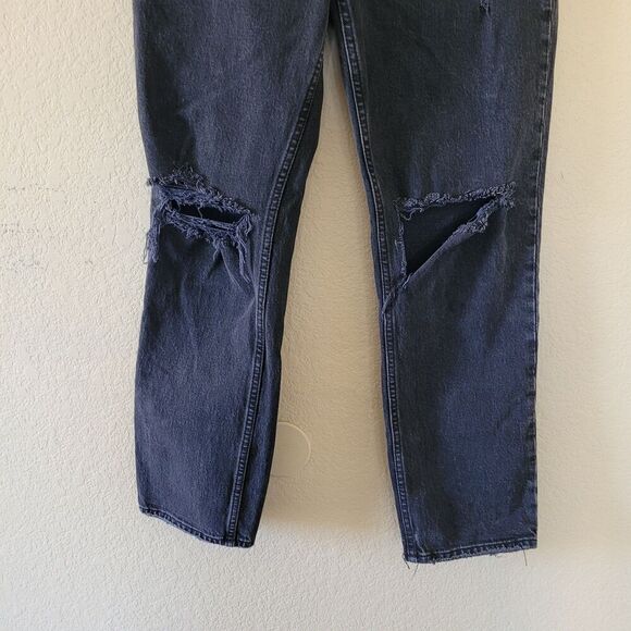 Abercrombie & Fitch The 90s Straight Ultra High Rise Jean Sz 25 Black Distressed - Picture 7 of 8